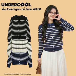 Áo Khoác Cardigan Nữ Kẻ Ngang Cổ Tròn UNDERCOOL chất lông thỏ dáng ngắn cổ tròn thời trang basic nhẹ nhàng AK38