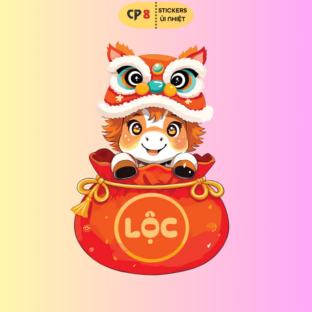 Bộ Hình In, Ủi Nhiệt Sticker Tết Bính Ngọ 2026 BST04 - CP8 PET Sticker