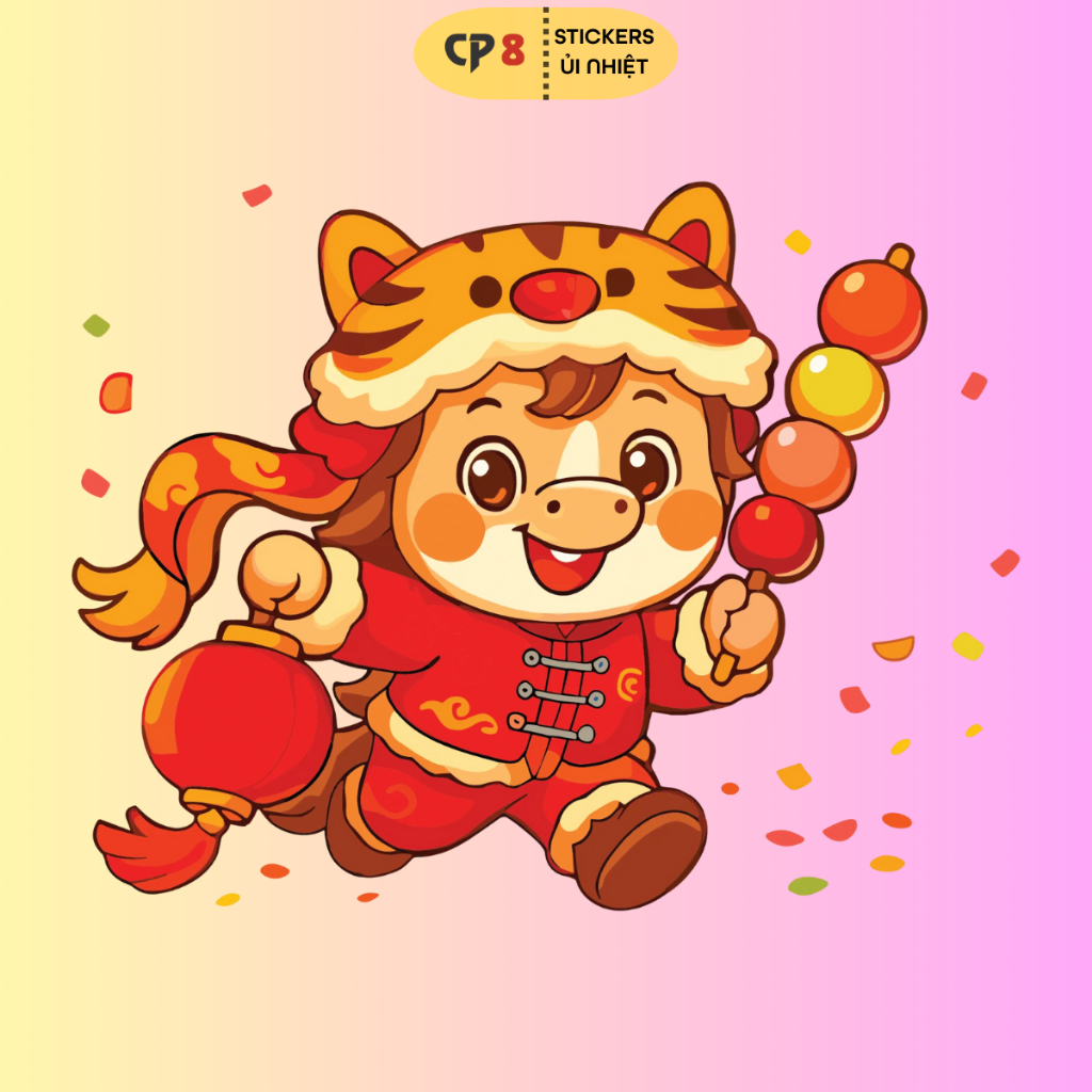 Bộ Hình In, Ủi Nhiệt Sticker Tết Bính Ngọ 2026 BST04 - CP8 PET Sticker