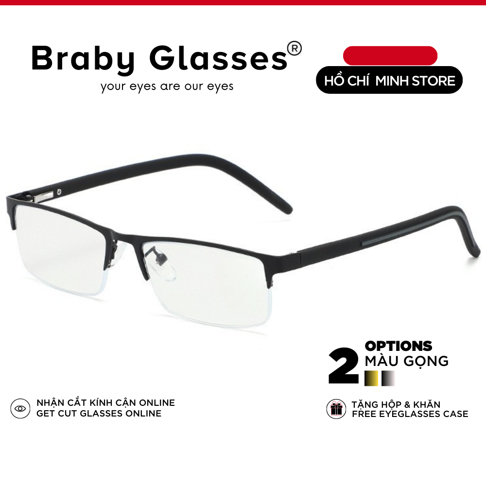 Gọng kính lão đọc sách Braby Glasses viễn thị cho người lớn tuổi Titan cao cấp chắc chắn chống gẫy siêu nhẹ KL01