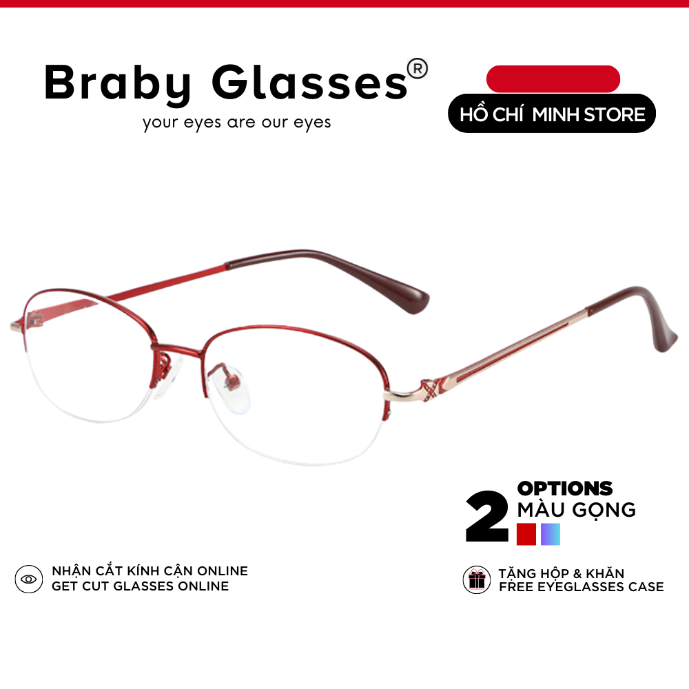 Kính lão đọc sách Braby Glasses viễn thị cho người lớn tuổi sẵn độ Titan cao cấp chắc chắn chống gẫy siêu nhẹ KL02 Đỏ