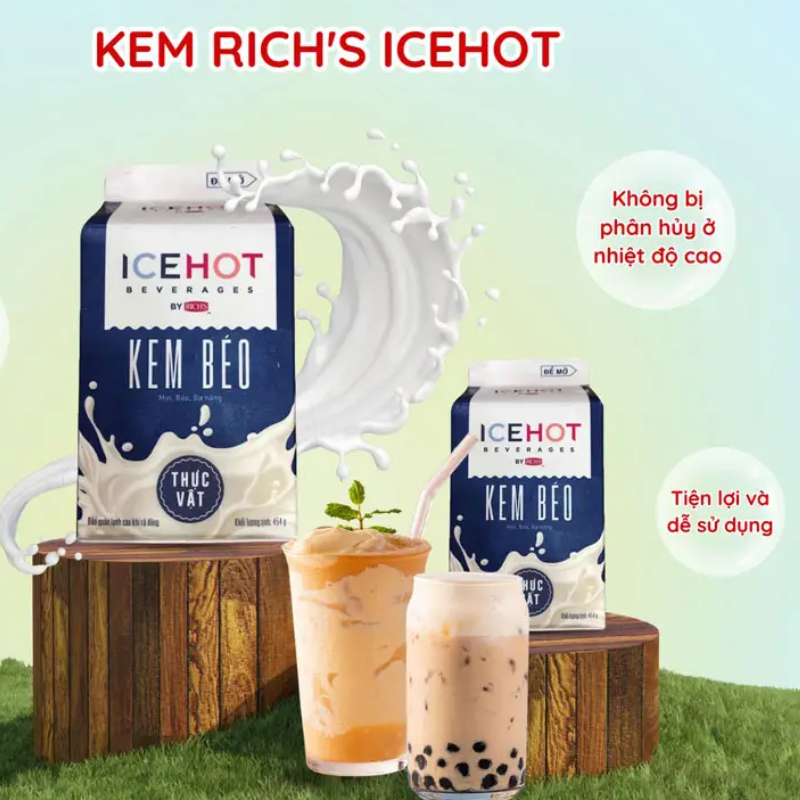 Kem Béo Thực Vật Rich's Lùn (Ice Hot) 454g - Lý tưởng cho pha chế đồ uống, làm bánh ngọt