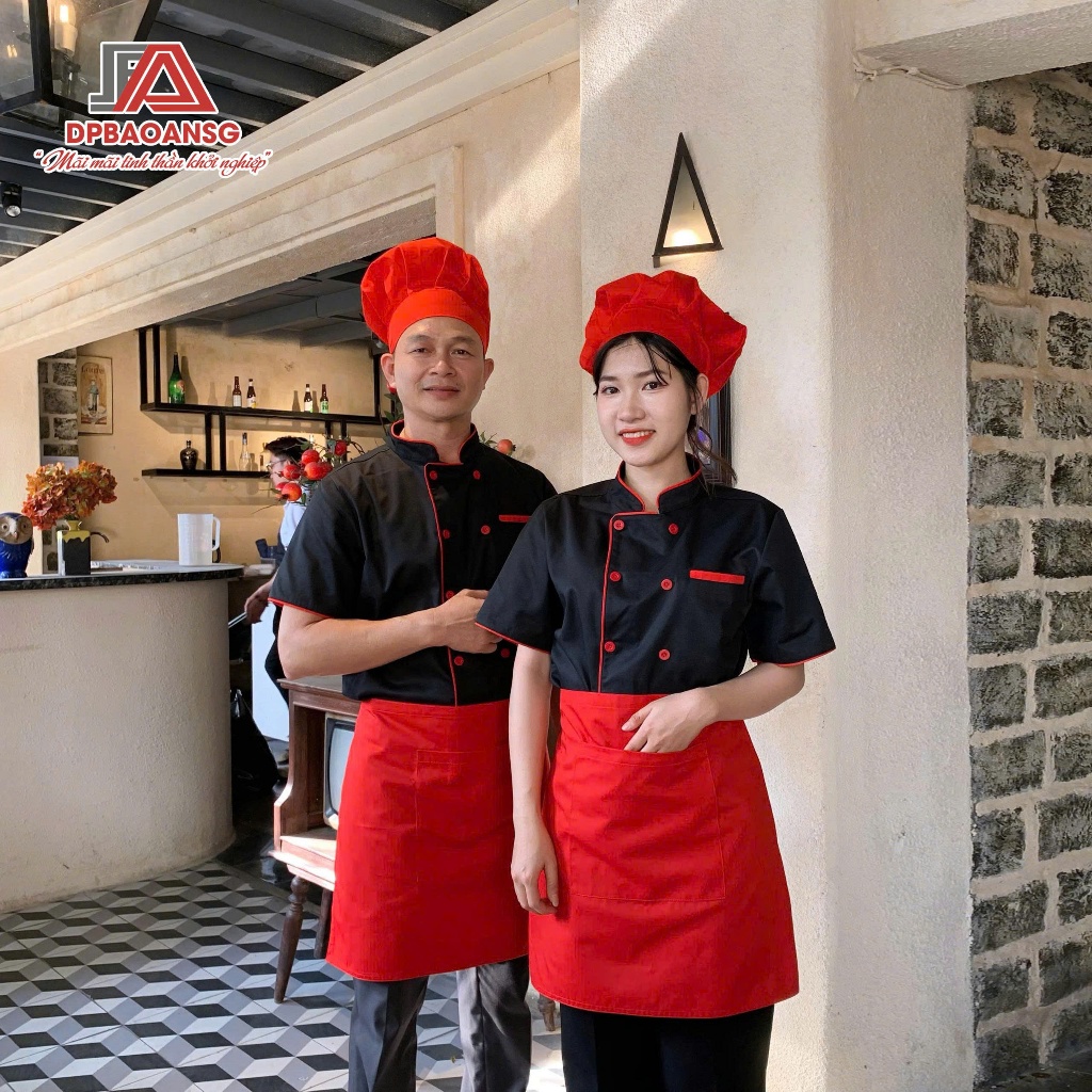 Áo Bếp Ngắn Tay Màu Đen, Màu Trắng Cho Nhân Viên Đầu Bếp Nhà Hàng Nam Và Nữ