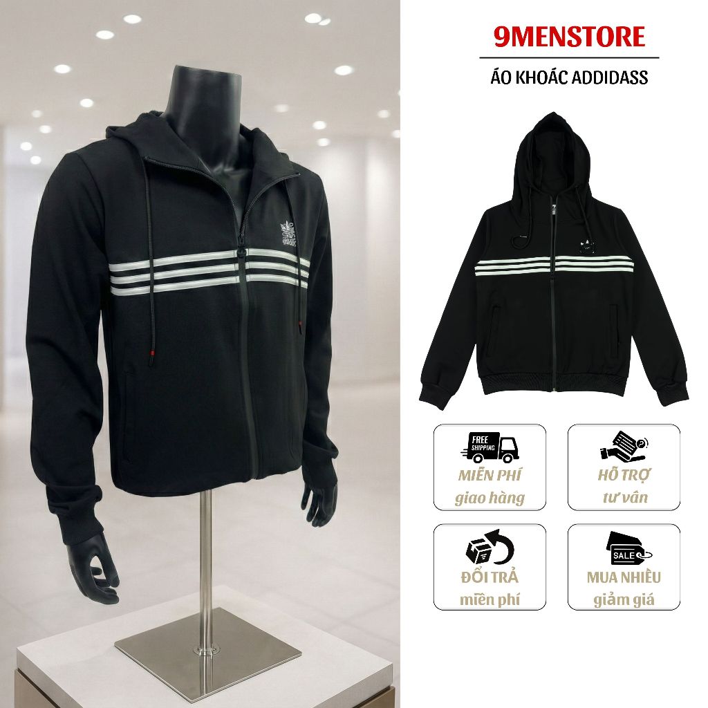 Áo Khoác Nam Addidaas Boy Phố Thiết Kế 3 Sọc Thể Thao Unisex Vải Nỉ Hàn Cao Cấp 019