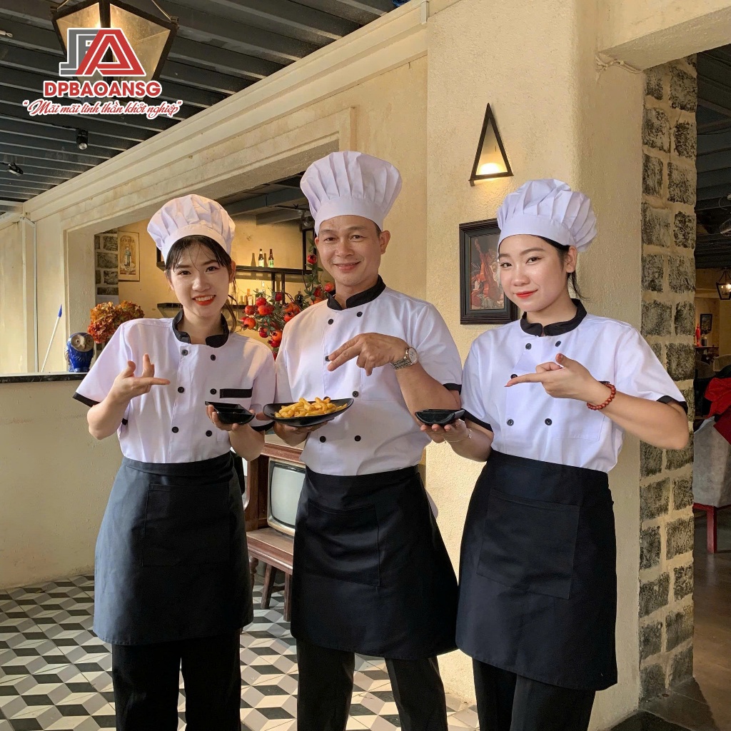 Áo Bếp Ngắn Tay Màu Đen, Màu Trắng Cho Nhân Viên Đầu Bếp Nhà Hàng Nam Và Nữ