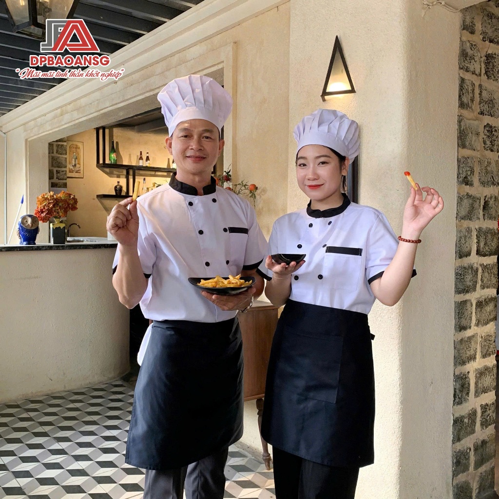Áo Bếp Ngắn Tay Màu Đen, Màu Trắng Cho Nhân Viên Đầu Bếp Nhà Hàng Nam Và Nữ