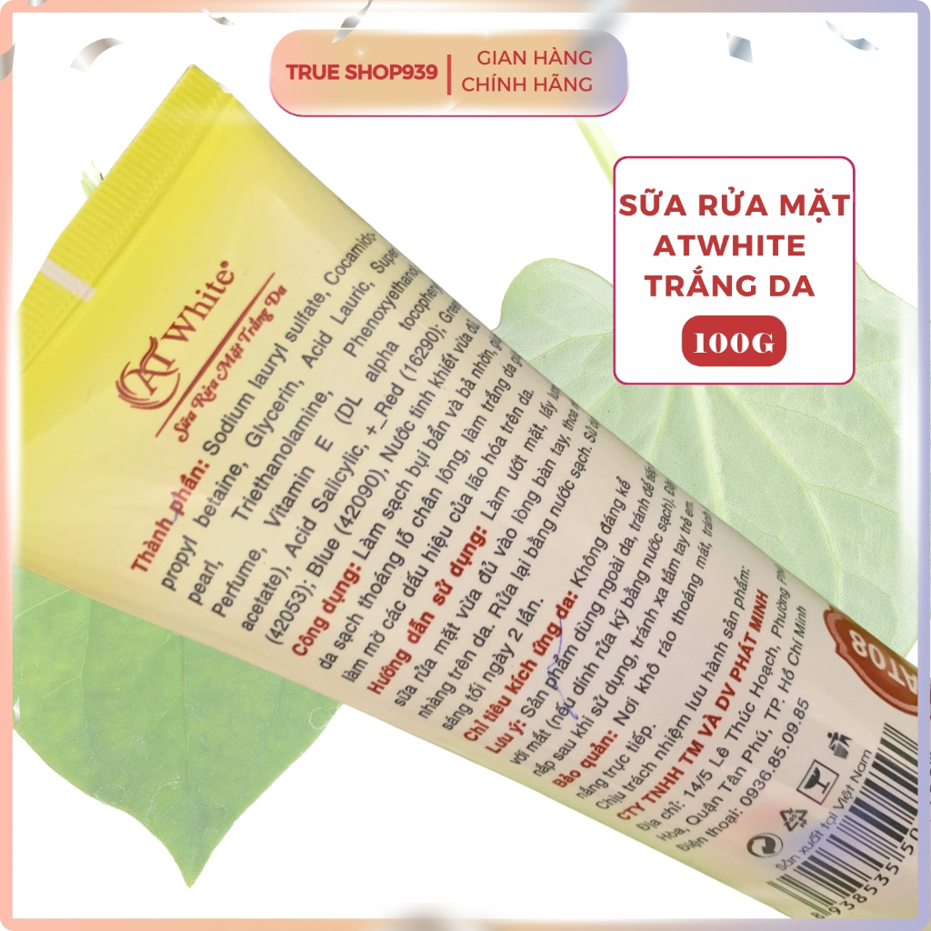 Sữa rửa mặt AT White trắng da sạch bả nhờn 100g
