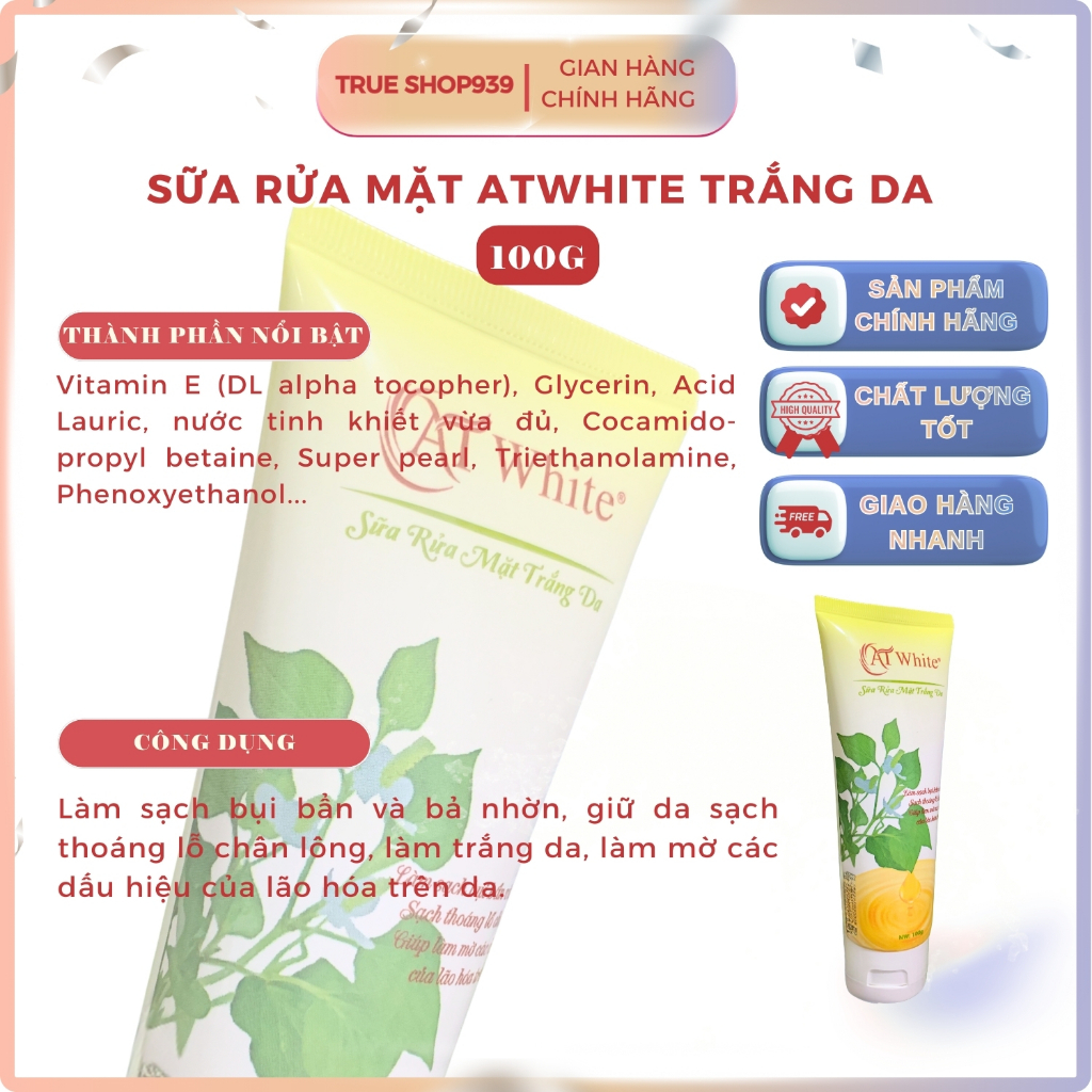 Sữa rửa mặt AT White trắng da sạch bả nhờn 100g