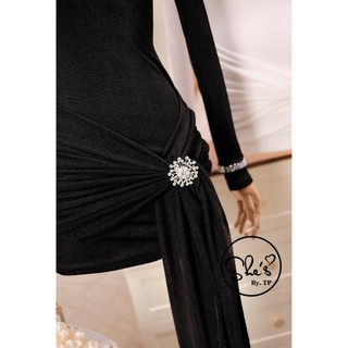 Váy body rúm thân kềm tag cài 2 lớp chất siêu dày dặn đính cườm cao cấp dành cho chị em mặc đi chơi - Baotrang.clothes