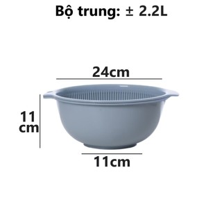Bộ chậu rổ tròn Hokori nhựa nguyên sinh an toàn hai lớp thoát nước nhanh bền đẹp cho nhà bếp ms: 2375/2376/2377