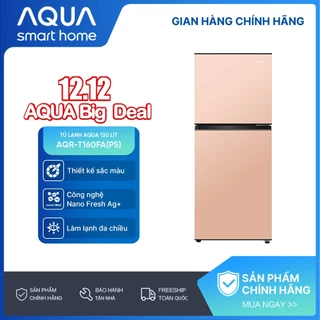 [SẢN PHẨM MỚI 2025] Tủ lạnh AQUA 130 lít ngăn đá trên AQR-T160FA(PS) - Màu hồng - Freeship toàn quốc - Có hỗ trợ đổi màu