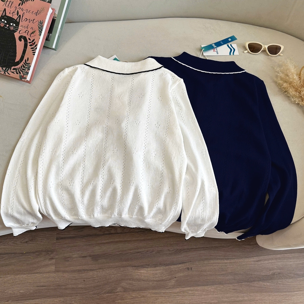 Áo Len Tay Dài Mirage Thêu Nơ Local Brand, Chất Len Mềm Mịn.