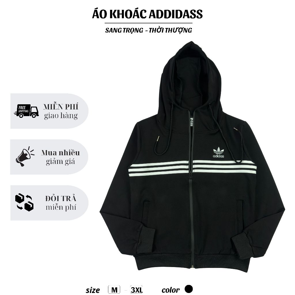 Áo Khoác Nam Addidaas Boy Phố Thiết Kế 3 Sọc Thể Thao Unisex Vải Nỉ Hàn Cao Cấp 019