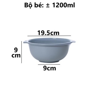 Bộ chậu rổ tròn Hokori nhựa nguyên sinh an toàn hai lớp thoát nước nhanh bền đẹp cho nhà bếp ms: 2375/2376/2377