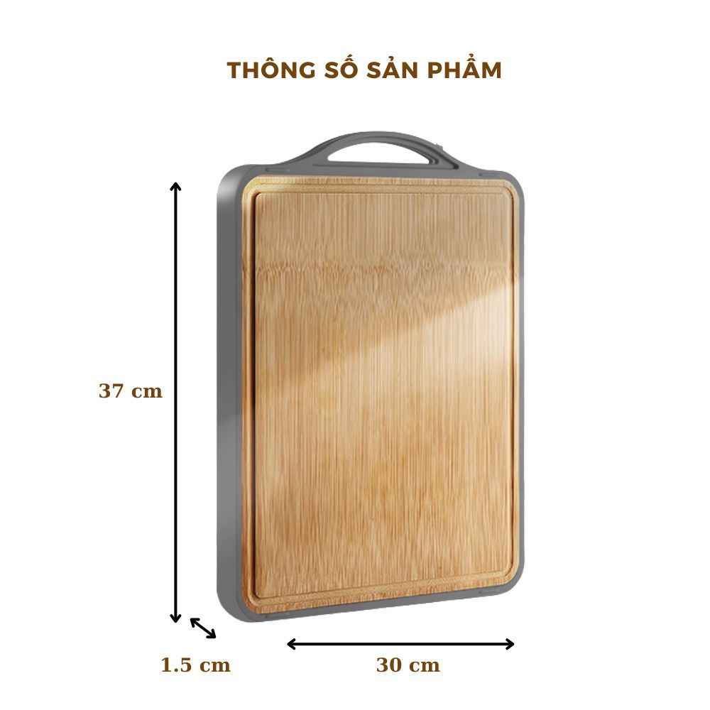 Thớt Gỗ Tre Nguyên Khối Chống Nấm Mốc Kháng Khuẩn – Thớt 2 Mặt Tre Đặc Cao Cấp, Có Tay Cầm Treo