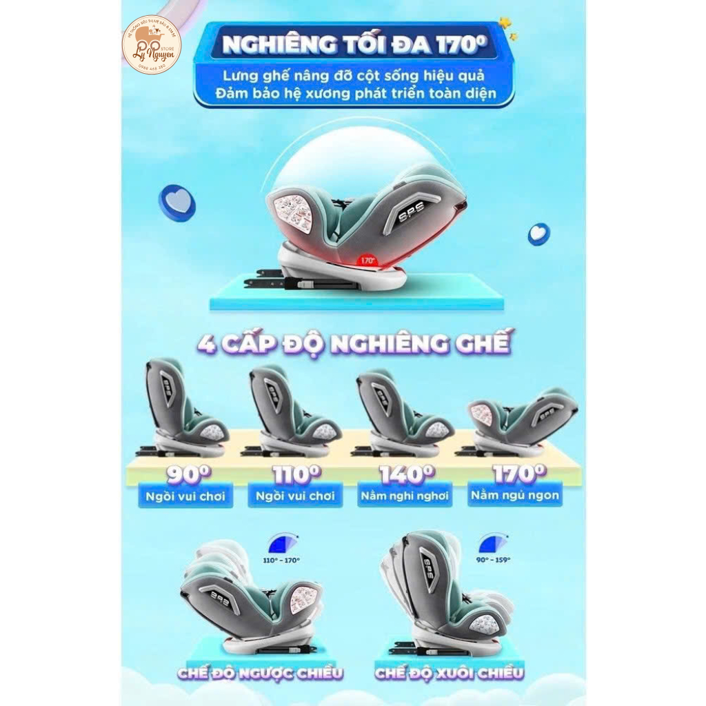 [Ly Nguyễn Store] Ghế ngồi ô tô dành cho bé từ 0 - 12 tuổi CHILUX ROY 360 NEW - An toàn, tiện lợi