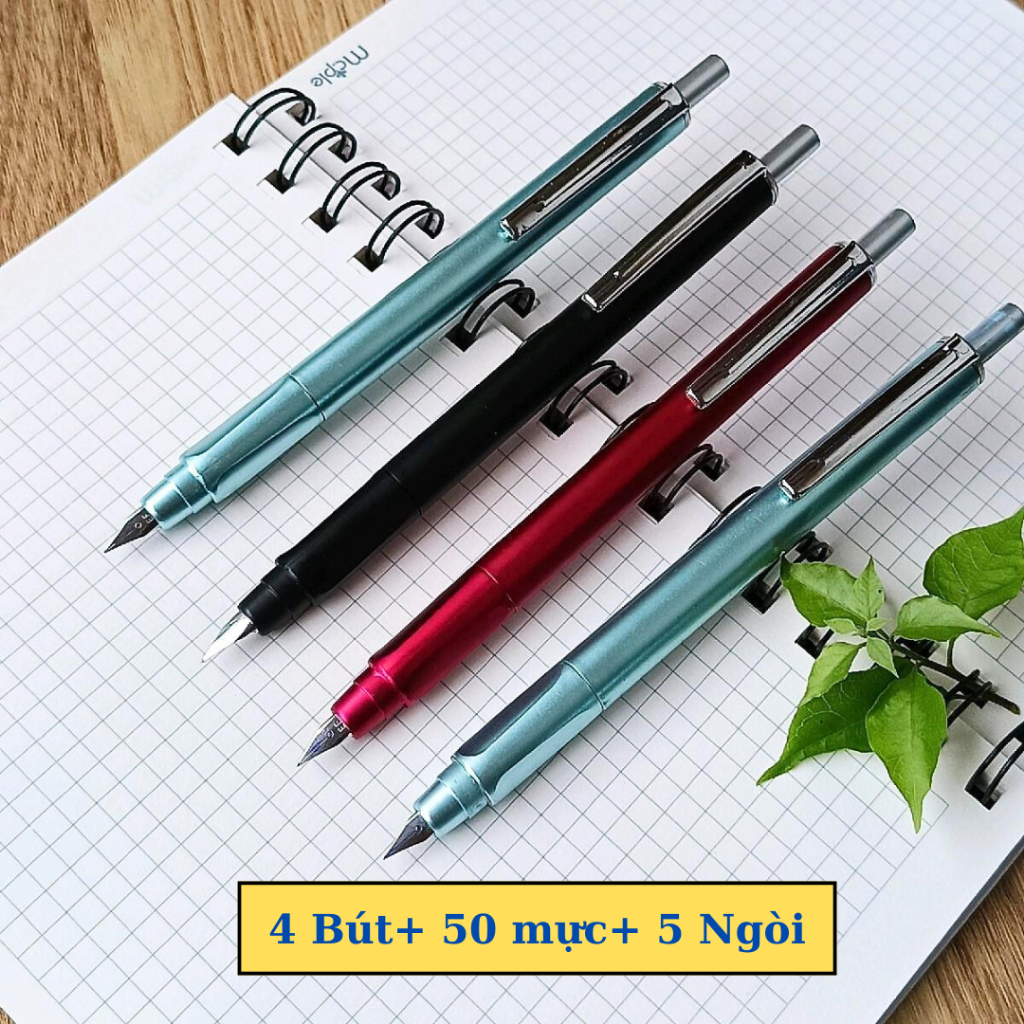 Bút Máy Bấm EF Mẫu Mới 2025 – Ngòi 0.38mm Êm Trơn, Không Gai Giấy, Không Tắc Mực + Tặng 50 Ống Mực
