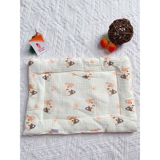 Gối trần bông họa tiết dễ thương, chất liệu muslin mềm mại kích thước 35x25cm