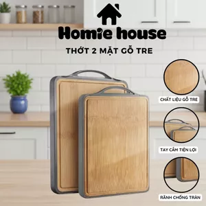 Thớt Gỗ Tre Nguyên Khối Chống Nấm Mốc Kháng Khuẩn – Thớt 2 Mặt Tre Đặc Cao Cấp, Có Tay Cầm Treo