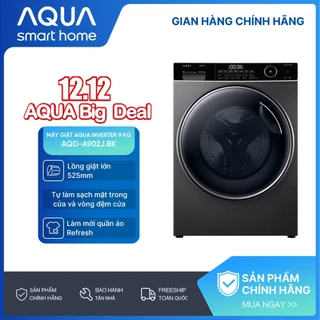 [Live 10.10] Máy giặt cửa trước 9kg AQUA AQD-A902J.BK - Bảo hành 2 năm - Freeship toàn quốc "