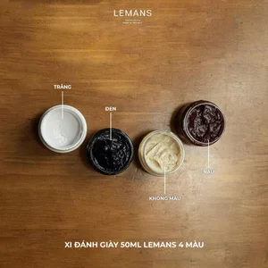 Xi đánh giày Lemans 50ml 4 màu Đen, Nâu, Ko Màu, trắng bảo dưỡng, phục hồi cho da giày, túi ví, áo ghế sofa...