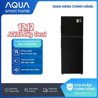 [SẢN PHẨM MỚI 2025] Tủ lạnh ngăn đông trên Aqua Inverter 212 Lít AQR-T239FA(FB) - Màu đen ánh kim - Freeship Toàn Quốc