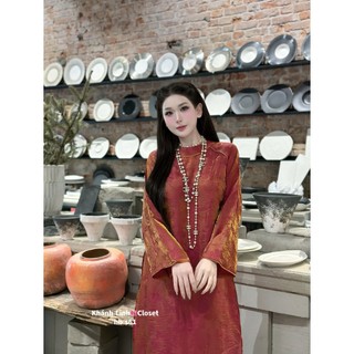Set áo dài cao cấp dành cho chị em mặc đi chơi tết xinh đẹp dáng tà ngắn trẻ trung năng động màu lạ - Baotrang.clothes