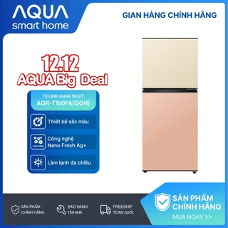 [SẢN PHẨM MỚI 2025] Tủ lạnh AQUA 130 lít ngăn đá trên AQR-T160FA(GGN) - Màu Be hồng - Freeship toàn quốc - Bảo hành 2năm