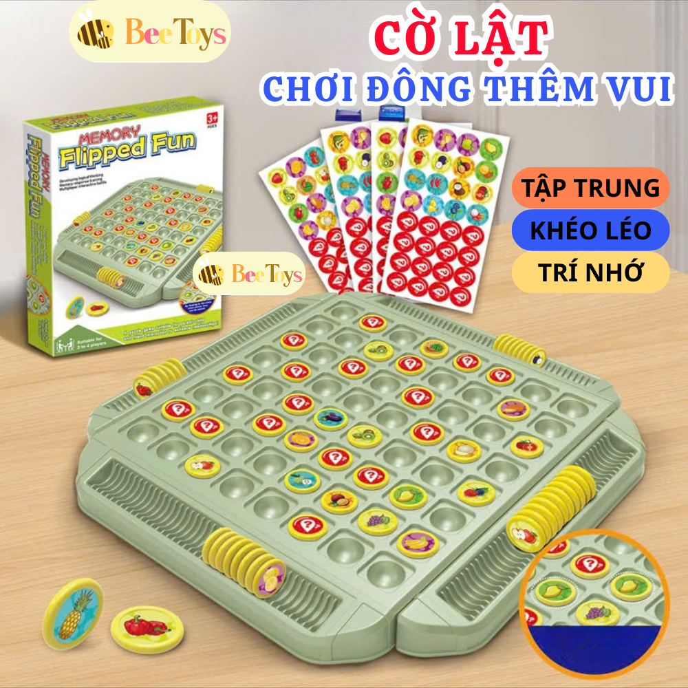 Bàn cờ lật 2 người 4 người kèm que lật cờ đồ chơi cờ lật cho bé đồ chơi giải đố rèn luyện trí nhớ tập trung Bee Toys