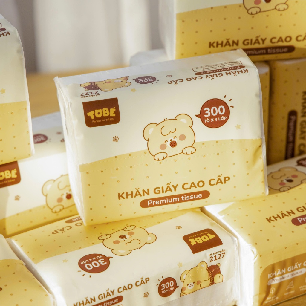 [ TOBE ] Gói giấy để bàn cao cấp dai dày 4 lớp , trắng tự nhiên không mùi 300 tờ