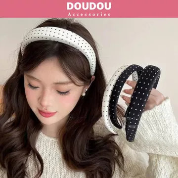 Băng đô cài tóc chấm bi Doudou Bờm cài tóc Băng đô nữ Cài tóc nữ Băng đô tóc vải Hàn Quốc FG077