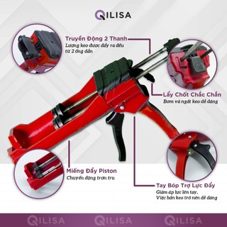 Combo 2 Chai Keo Chà Ron Qilisa và Dụng Cụ Thi Công (Đã Kèm Súng Và Vòi Keo) - Chống Thấm Nước, Chống Ố Vàng