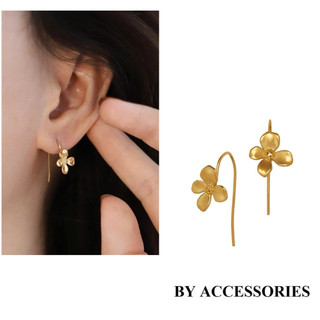 Bông tai nữ titan kiểu móc tạo hình hoa mộc tê nhỏ xinh ngọt ngào mạ vàng 18K không gỉ WE2543 BY ACCESSORIES