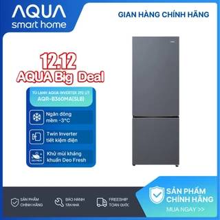 Freeship toàn quốc - Tủ lạnh ngăn đông dưới Aqua 292L AQR-B360MA(SLB) - Bảo hành chính hãng trong 2 năm