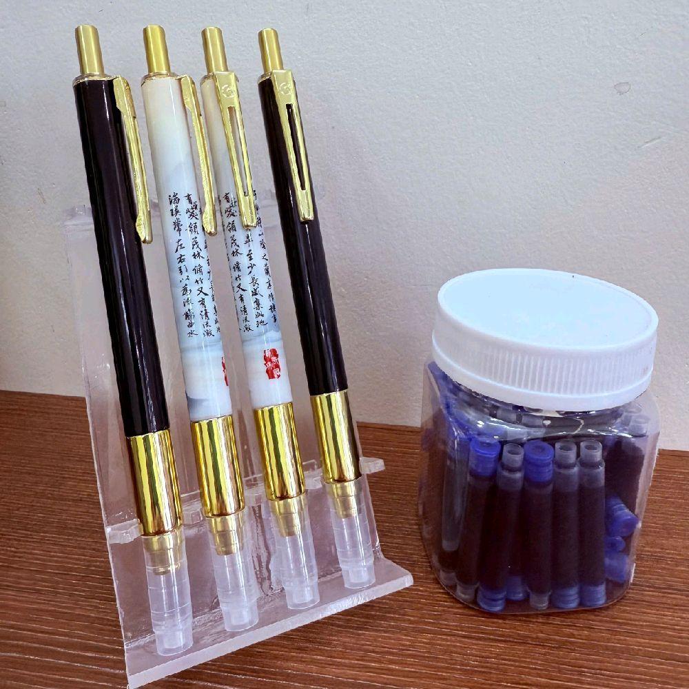 Bút Lông Bấm Ngòi Cho Người Học Tiếng Trung Và Viết Thư Pháp - Tặng kèm 50 ống mực