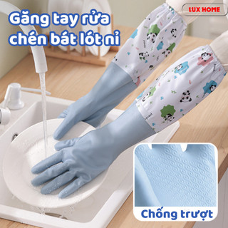 Găng Tay Rửa Bát Lót Nỉ Luxhome, Găng Nấu Ăn Làm Bếp Co Giãn Chống Thấm