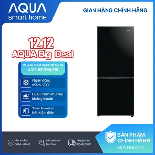 Tủ lạnh ngăn đông dưới Aqua Inverter 260 lít AQR-B310MA(FB) - Freeship toàn quốc - Bảo hành 2 năm - Hỗ trợ đông kiểm