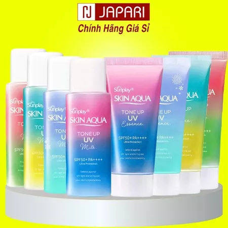 Kem Chống Nắng Skin Aqua Sunplay Tone Up Nhật Bản, Việt- KCN Kiềm Dầu Nâng Tone Cho Da Dầu Mụn, Khô Da Mặt & Body JAPARI