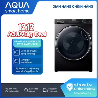 Máy giặt lồng ngang Aqua Inverter 12kg AW12-B4959U1K(B) - Bảo hành 2 năm - Freeship toàn quốc