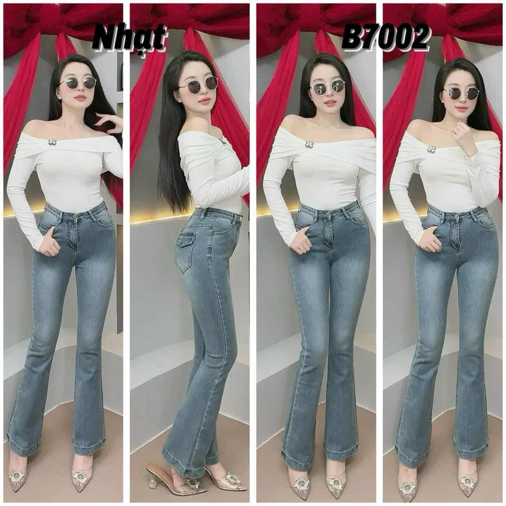 Quần Jeans Nữ, Quần Bò Nữ Lưng Cao Co Giãn Túi Hộp sau xiu nâng V.3