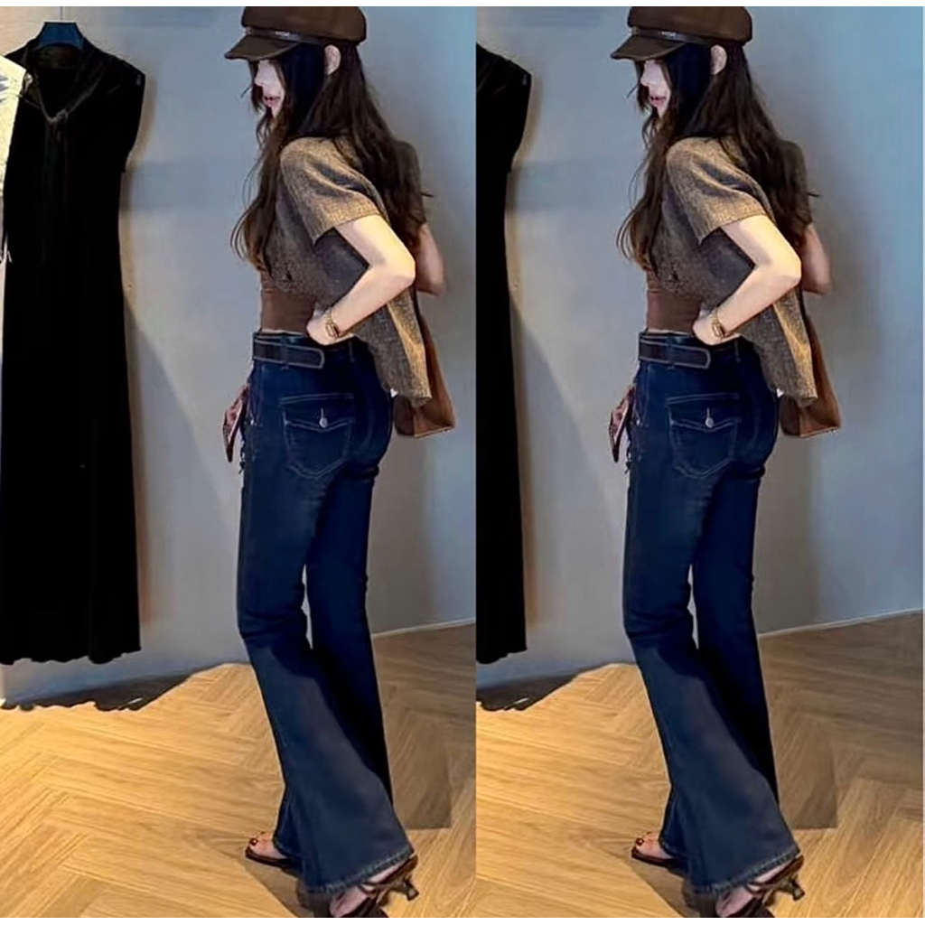 Quần Jeans Nữ, Quần Bò Nữ Lưng Cao Co Giãn Túi Hộp sau xiu nâng V.3