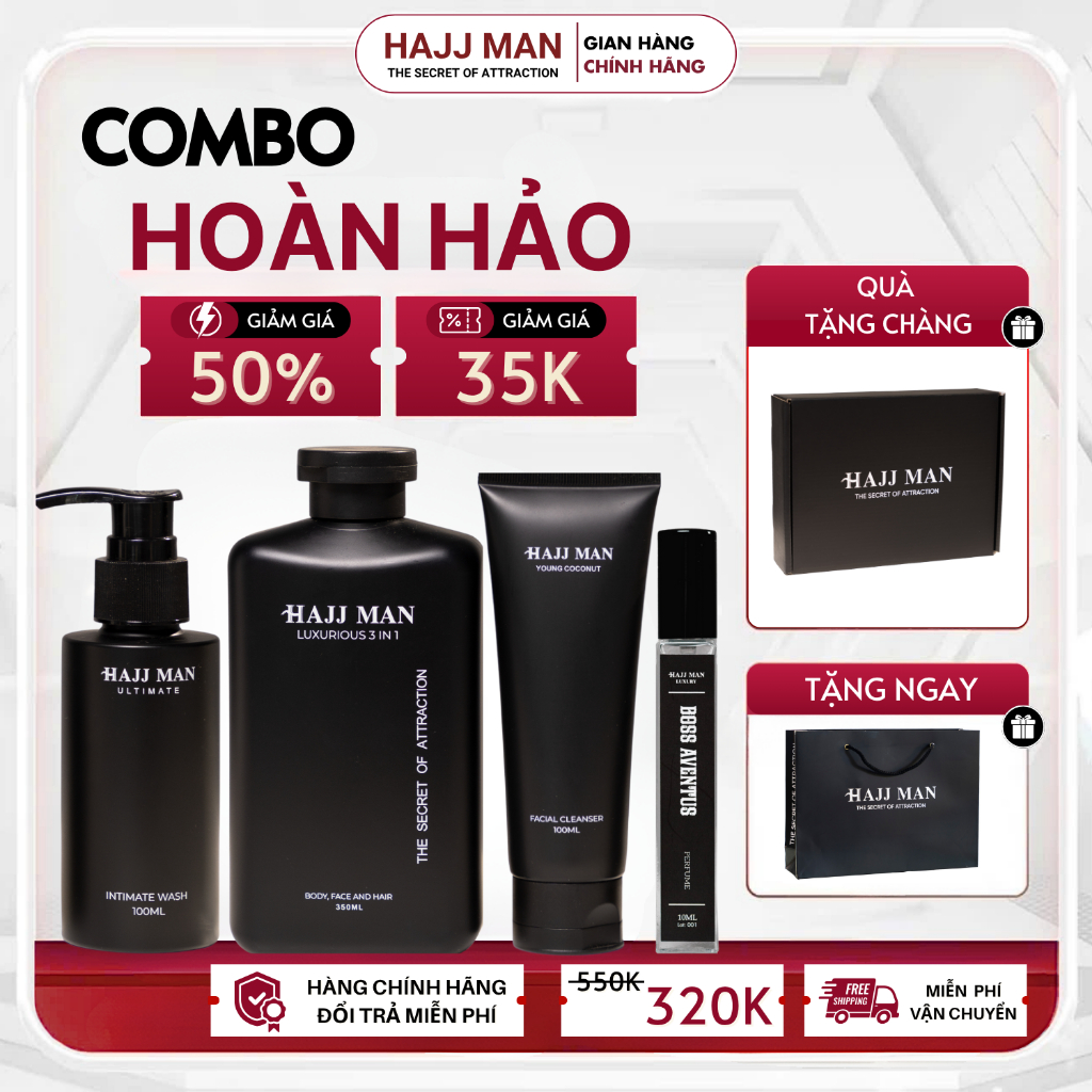Combo Hoàn Hảo - Sữa tắm gội 3 in 1 350ML & Sữa rửa mặt 100ML & Dung dịch vệ sinh 100ml & Nước hoa 10ML