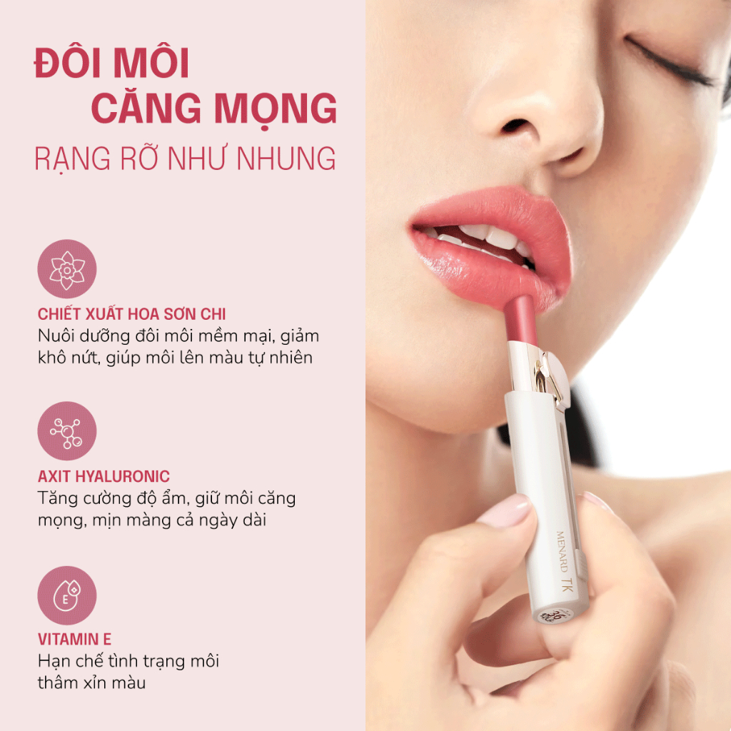 [Võ Hà Linh x Menard] Son dưỡng môi có màu Menard TK Lipstick giàu dưỡng chất giúp môi tươi tắn và rạng rỡ 3,2g | BigBuy360 - bigbuy360.vn