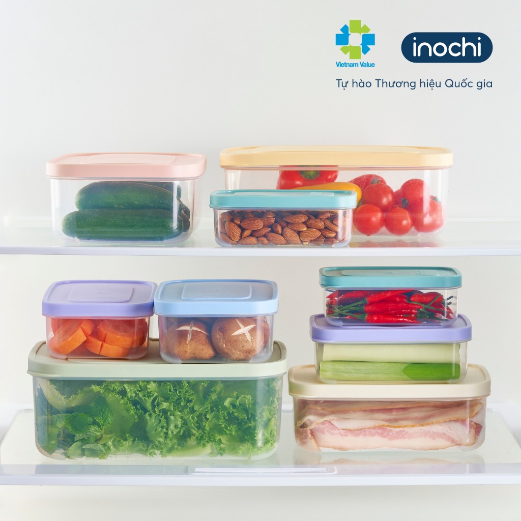 Bộ 6 hộp thực phẩm chữ nhật Inochi - Hokkaido 500-750-1000-1500-2000-2500ml
