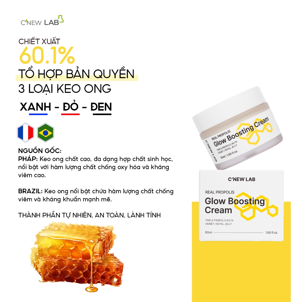 Kem dưỡng keo ong cấp ẩm C'New Lab Real Propolis Cream (50ml)