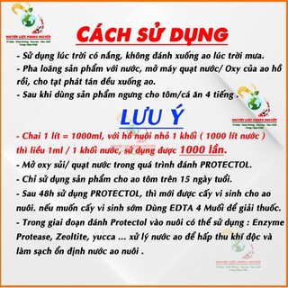 Chất Diệt Nấm, Ghẻ, Xuất Huyết Trên Cá, Diệt Khuẩn, Kí Sinh Trùng Ao Tôm, Protectol chai 1000ml
