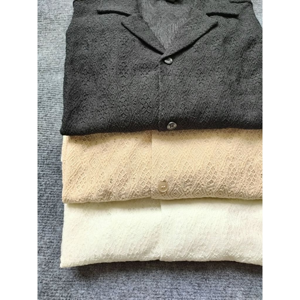 (BomoHouse) Áo sơmi nam tay ngắn ren mỏng form suông Hát Mờ bigsize - dư xịn.