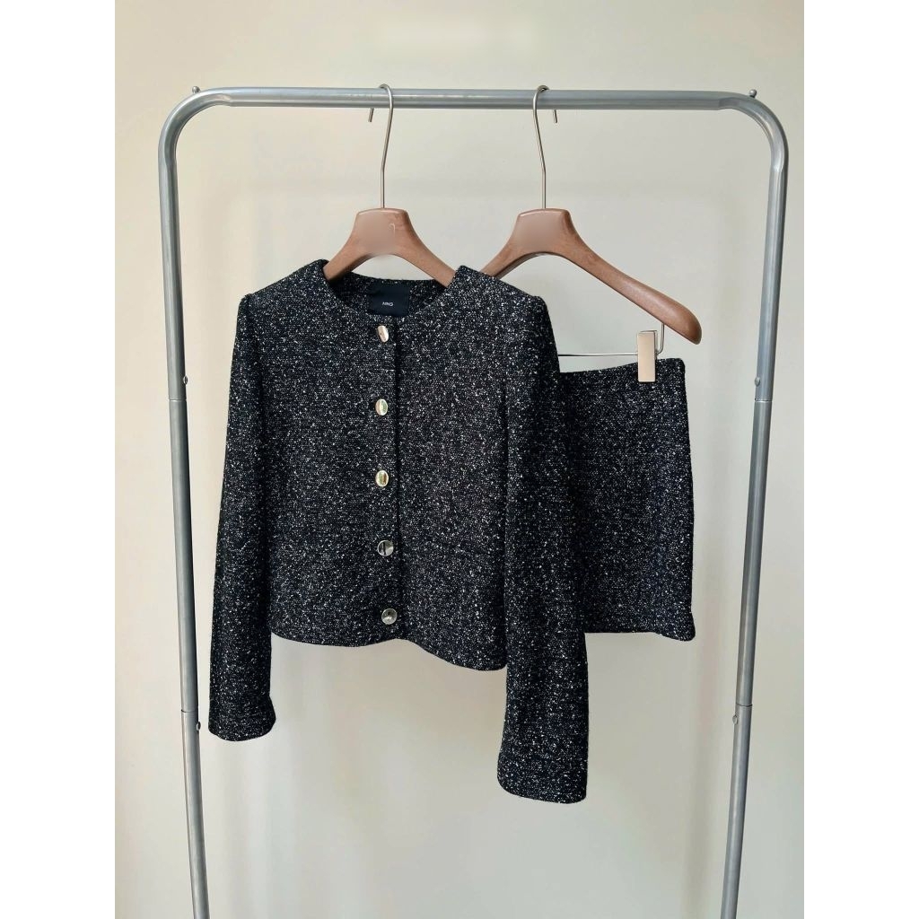 (BomoHouse) Set áo và chân váy ngắn dạ tweed mềm Mng0* bigsize - dư xịn.