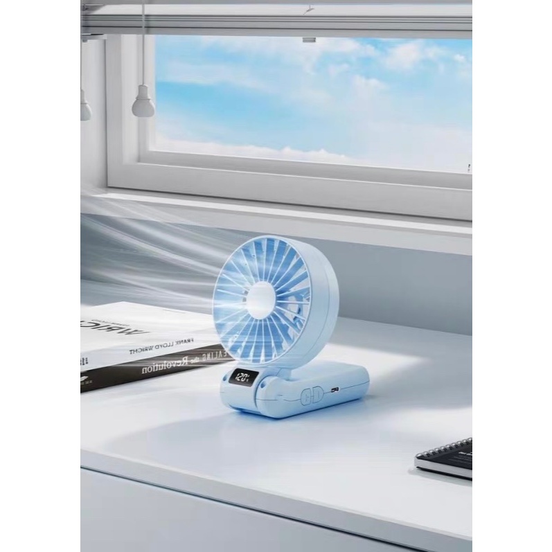 Quạt Cầm Tay Gấp Gọn Anhlinh Không Tiếng Ồn 120 Cấp Độ Gió Màn Hình LED Gập 150 Độ 3600mAh Không Tiếng Ồn