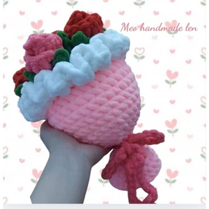 Bó hoa hồng len nhung đũa - hoa 20/10, 8/3, 20/11, 14/2 - handmade len - crochet - amigurumi